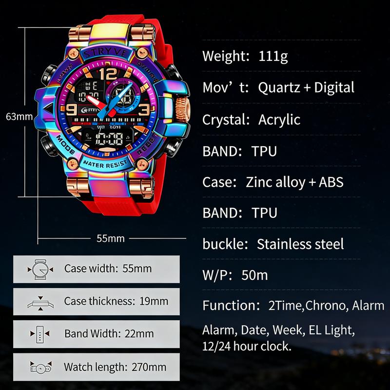 Men's Tactical Military Watches for Men Sports Outdoor Watch 55mm Large Face 50M Waterproof Date Multi Function LED Alarm Rugged Wristwatch for Training Hiking Adventure Men's Tactical Military Watches for Men Sports Outdoor Watch 55mm Large Face 50M Waterproof Date Multi Function LED Alarm Rugged Wristwatch for Training Hiking Adventure