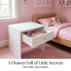 Modern Bedside Table with Drawer, Simple Nightstand for Bedroom Storage & Organization cute