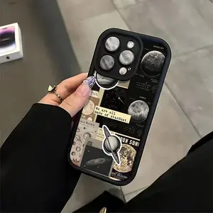 Angel Eyes Soft Groove Luxury Thickening Phone Case with Planet Research Program Pattern UV Printing Matte Phone Cover 360 Degree Full Protection for iPhone 17 E Air Pro ProMax iPhone16 15 14 Plus 13 12 Mini 11 X XS XR