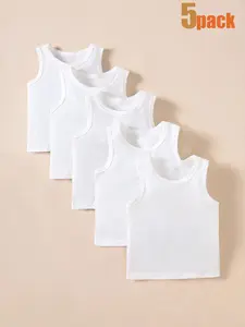 5-piece set of pure color knitted vest for toddlers, comfortable and snug, suitable for spring, summer, autumn and winter, casual and versatile, machine washable and dry cleanable