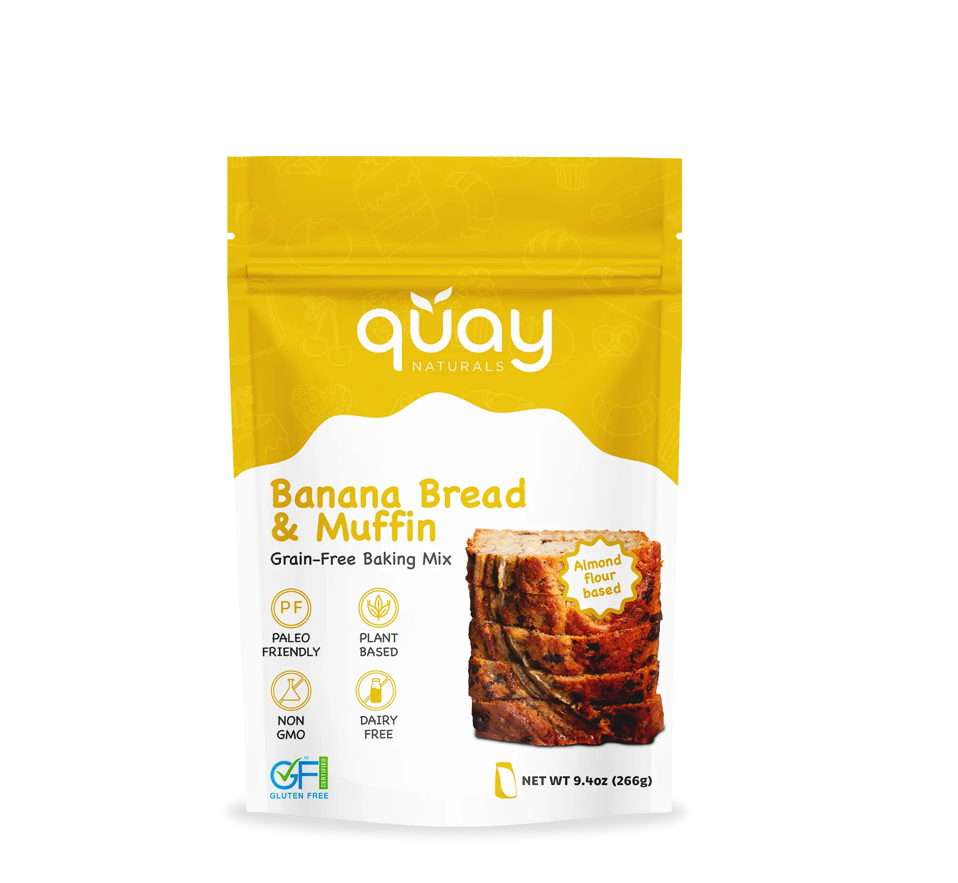 Quay Naturals Banana Bread & Muffin Mix Grain-Free Gluten-Free Non-GMO Dairy-Free Almond Flour Organic Coconut Sugar Plant-Based Baking Mix