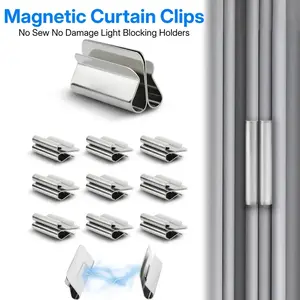 Magnetic Curtain Clips 10 Pcs - Rust-Proof Metal Curtain Gap Closure Clips, No Drill Light Blocking Curtain Holders for Bedroom/Hotel Curtains, Anti-Leak Light Curtain Magnetic Clips for Home Decor-YY0