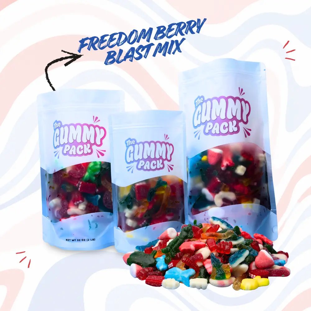 Freedom Berry Blast Chewy Snack Mix, Strawberry-Flavored Food Candies, Gummies Freedom Berry Blast Chewy Snack Mix, Strawberry-Flavored Food Candies, Gummies