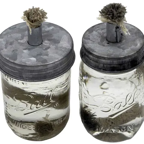 Tiki Torch Oil Lamp Galvanized Metal Lid for Mason Jars