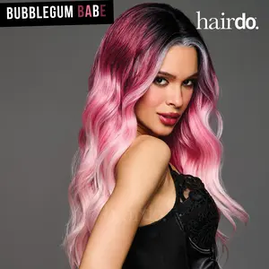 Hairdo Bubblegum Babe Wig, Soft Raspberry Shade Fading into Soft Pastel, Gorgeous Heat Friendly Tru2Life Fiber, Unisex Comfortable Cap Design, Cosplay Ready to Wear Wig, Cute Heat Resistant Fiber Wigs for Daily Use, Music Festivals Celebrations & Party