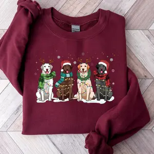 Santa Labrador Retriever Unisex Cotton Sweatshirt, Christmas Dog Casual Comfortable Sweater, Labrador Mom Gift