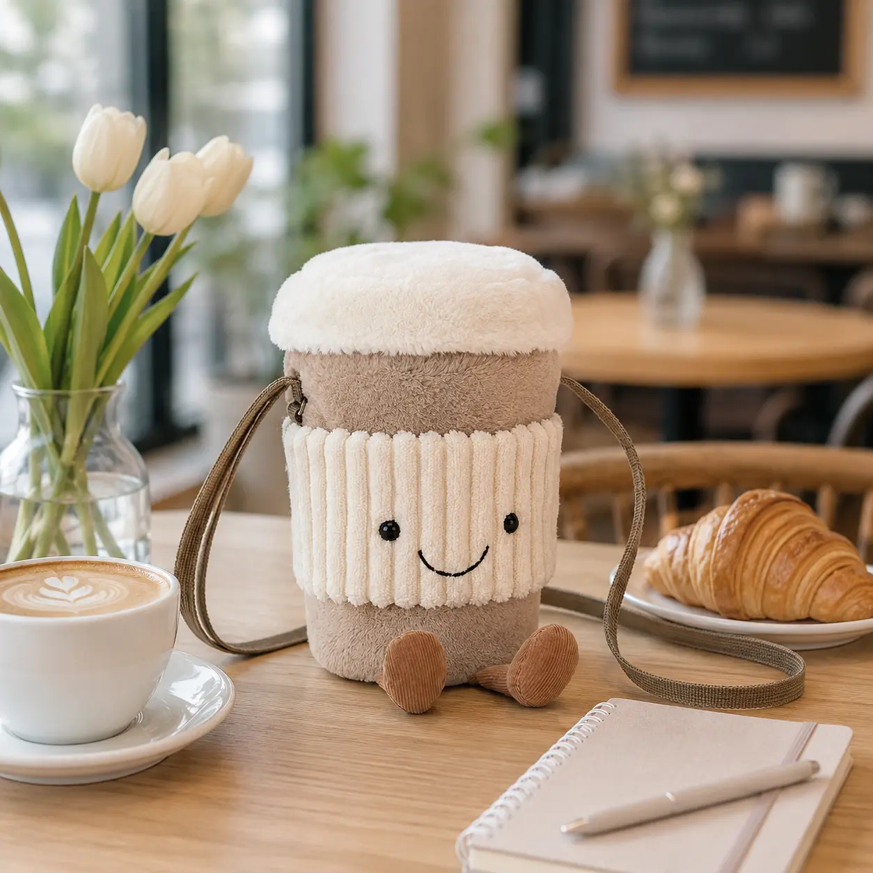 Jellycat Coffee Cup Crossbody Bag – Cute Soft Plush Shoulder Purse, Kawaii Latte Bag for Girls, Teens & Coffee Lovers, Adorable Everyday Gift