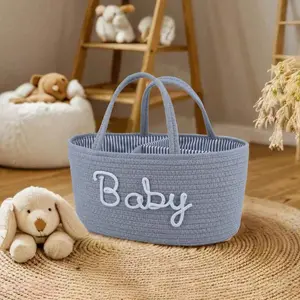 Baby Diaper Storage Basket, Toy Organizer Bin, Woven Compartment Detachable Portable, Nursery Essentials, Baby Care Accessories, Playroom Kidsroom Organizer, Removable Basket