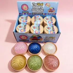 Blind Box Series Glitter Dumpling Squishy Toy With Steamer, AnxietyRelief, Surprise Unboxing, Perfect Gift Choice-Random color-1pcs