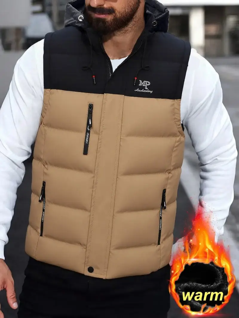 Men's Sleeveless Casual Hoodie Tops - Warm Menswear Waistcoat/Gilet for Autumn Winter Sports Jacket-Style Wear