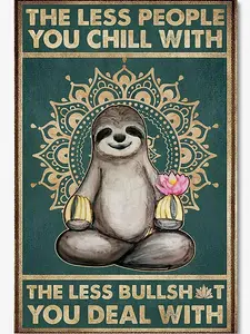 Namaste Sloth Life Quotes for Yoga Studio Decor Poster, Sloth Poster