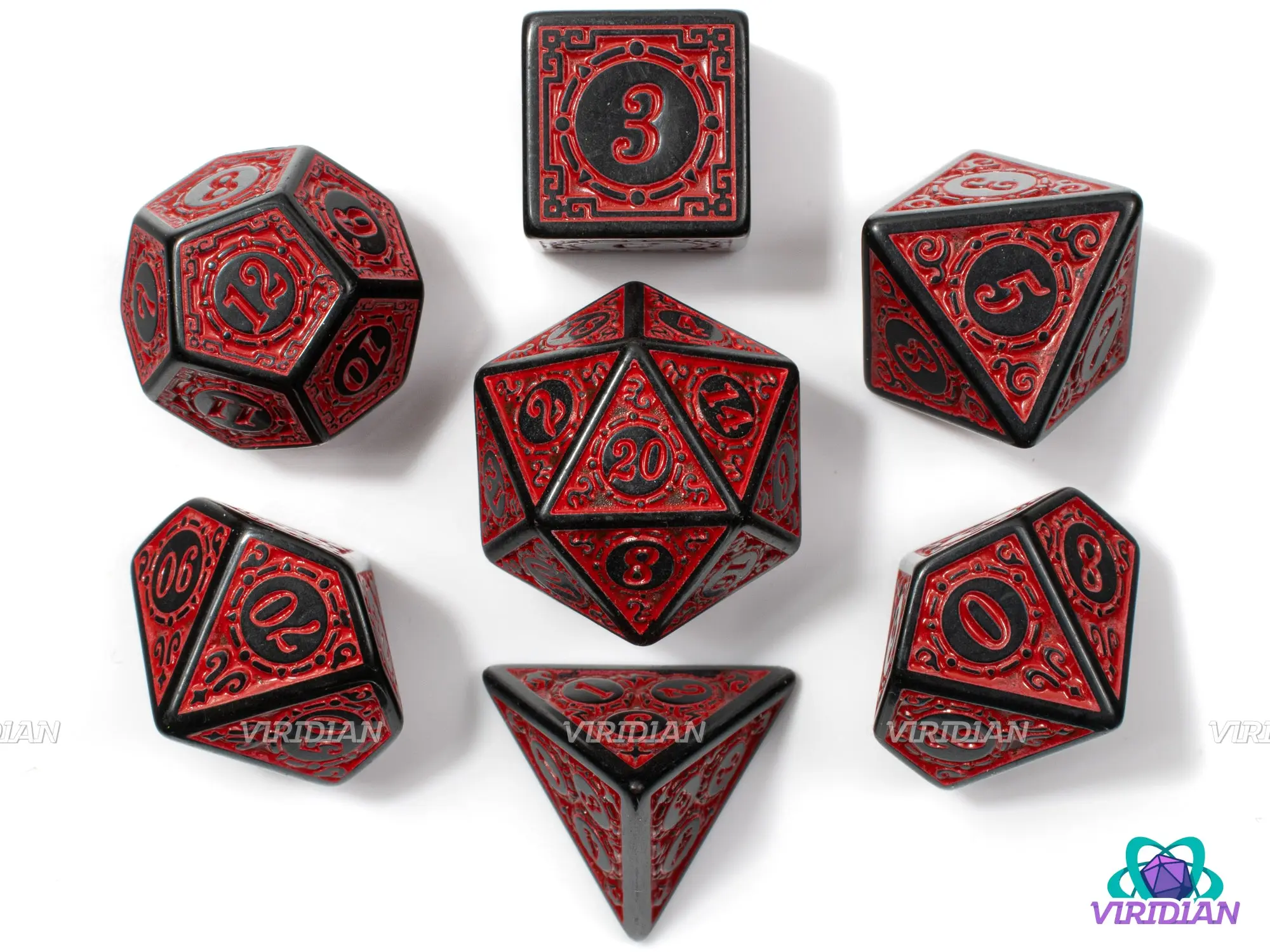 Curtain Call | Roaring 20s: Stylized Red & Black | Acrylic Dice Set (7)