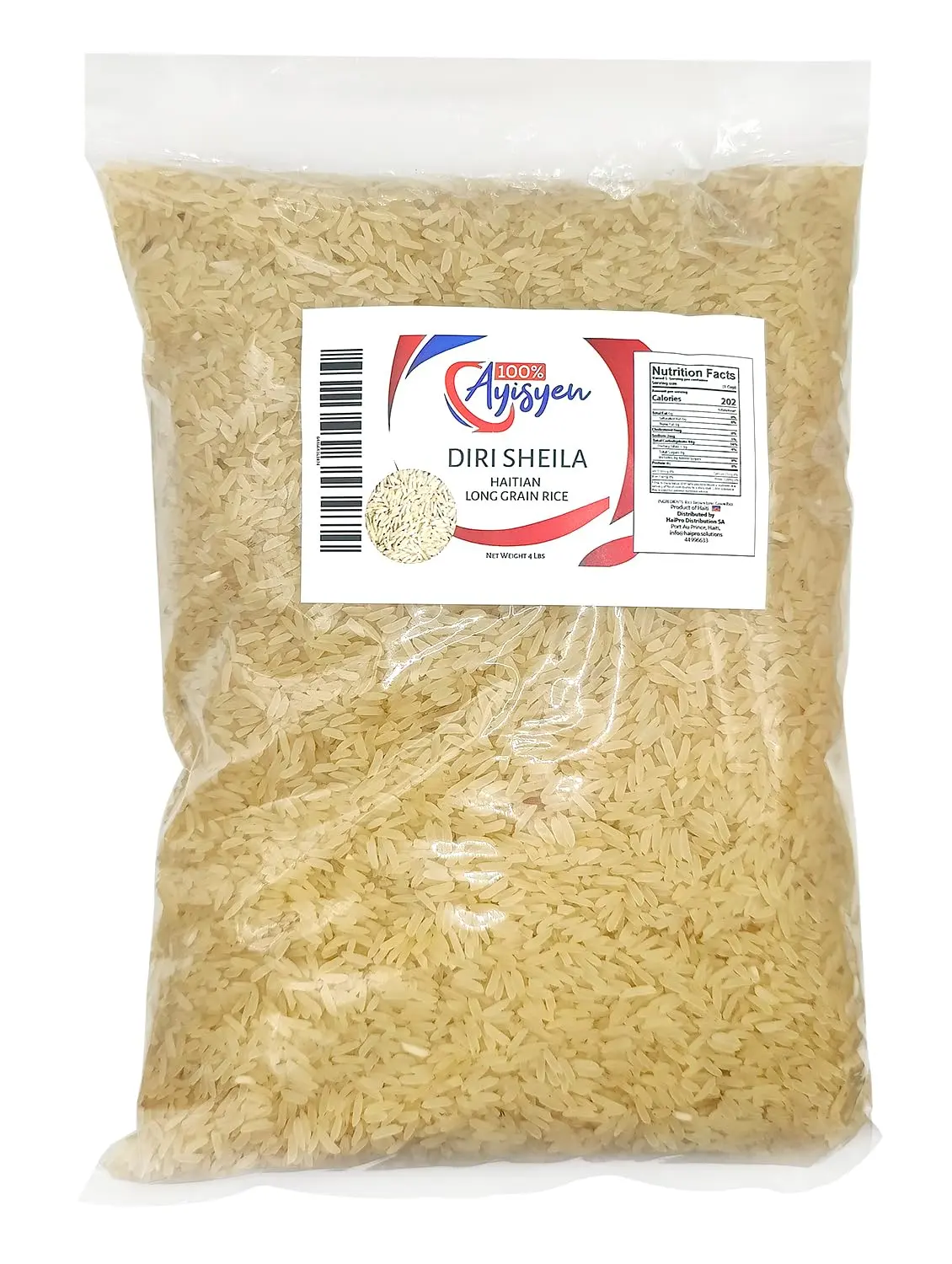Authentic Ayisyen White Shelda Rice - Single Bag Staple Grain, Cholesterol-Free, Sugar-Free, Strong Earthy Aroma, Distinct Flavor, Directly Sourced from Haiti, for Cupboard Storage