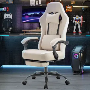 Reclining Gaming Chair with Headrest & Lumbar Pillow – Adjustable Computer Desk Chair with Footrest, Pocket Spring Cushion & 360° Wheels