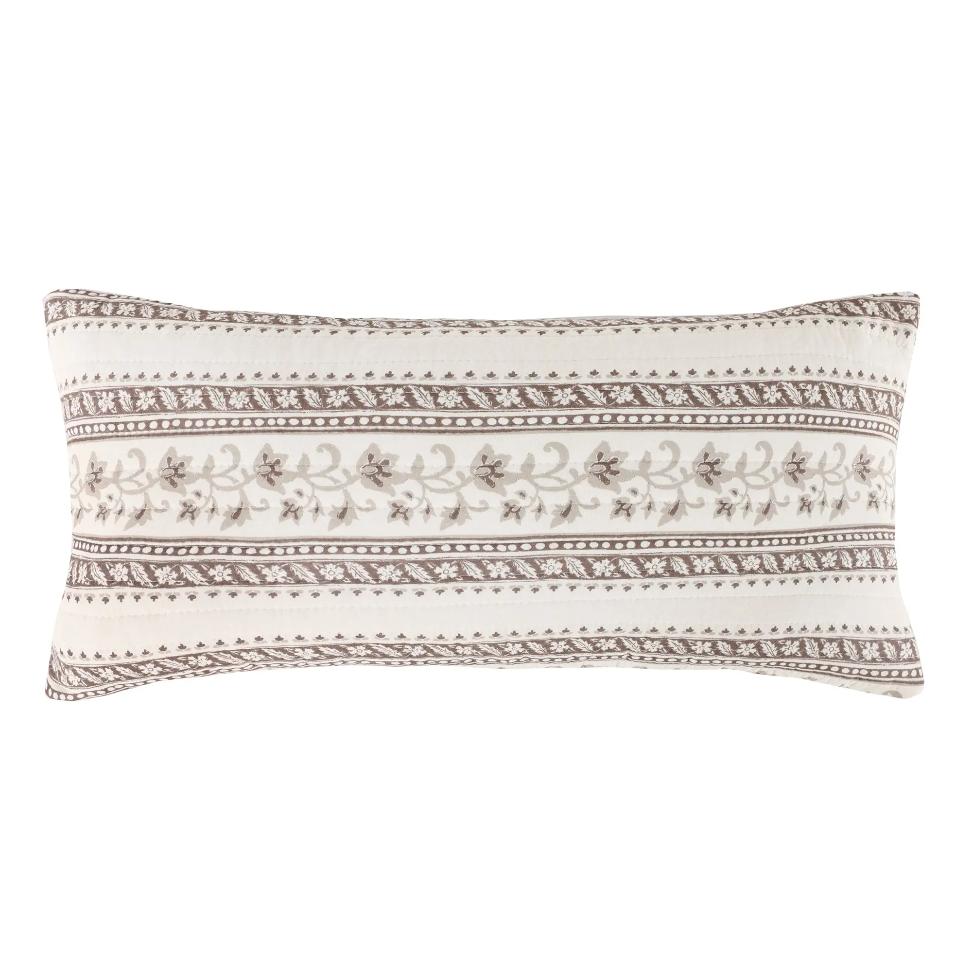 Adare Cocoa Quilted Pillow - 12x24 in, Quilted Fabric, Feather Fill, Luxurious Bedding Accessory with Refined Look and Textural Accent