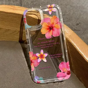 Magnetic Phone Case for Transparent Clear Shockproof Protective Cover with Tropical Hibiscus Plumeria Flower Pattern Inspirational Quote Design Compatible with MagSafe Wireless Charging for iPhone 17 E Air Pro ProMax iPhone16 15 14 Plus 13 12 11 X XS XR