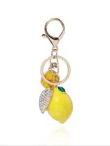 Cute Lemon Design Rhinestone Keychain, Fashionable Fruit Design Keychain for Women & Men, Trendy All-match & Exquisite Keychain for Birthday Gift, Stylish Keychain