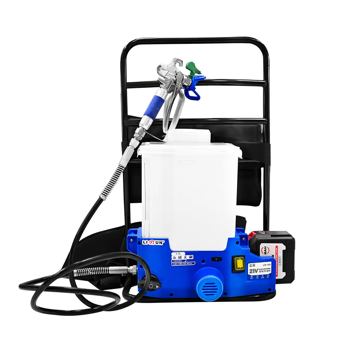 Cordless Airless Paint Sprayer Tool Kit, 21V Backpack Design with 2×6.0Ah Batteries, 1.6 Gal Tank, 2.5 L/Min High Pressure, 6 Speeds, 5 ft Hose, for Effortless Painting by Wall Painting DIY Enthusiasts