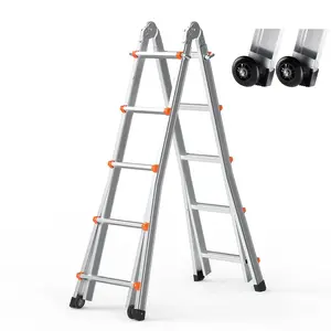 Telescoping A-Frame Ladder 20 Ft Extension, Multi-Function Portable Aluminum Telescopic Ladder For Home Improvement, Indoor Outdoor Use, Safe Locking System, Easy Setup, Lightweight, High Reach For Painting And Cleaning