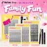 WiWiLINK Sunset Wanna Be Freya Manga Anime Cluster False Eyelash Kit for Adults, 8-18mm C/D Curl DIY Eyelashes Extensions with Bond, Seal, Remover - Ultra-Thin Transparent Bands, Natural Cosmetic Makeup