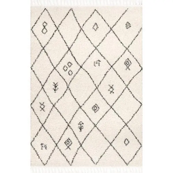 Chrissy Moroccan Trellis Tassel Area Rug, Stylish Household Textile Carpet for Living Spaces, Moroccan Area Rugs