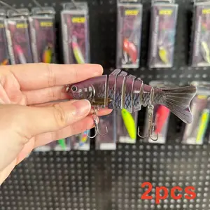 Large brand replica, popular, 2pcs, submerged simulation 7-section fish lure, fake bait, multi section hard bait for fishing, suitable for freshwater and seawater fishing accessories, fishing equipment and supplies