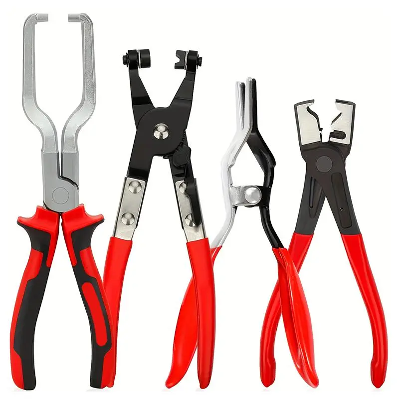 4pcs Professional Hose Clamp Pliers Set - Automotive Fuel Line Disconnect and Removal Tool Kit Ergonomic Handles Hand Tools Disconnect Repair Tools
