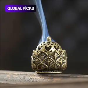 Hollow Lotus Design Incense Burner, Vintage Style Desktop Decor, Home Office Candle Holder & Home Decor Supplies #GLOBAL PICKS