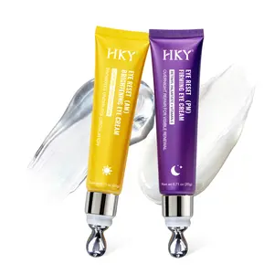 HKY Day & Night Eye Cream Set - AM& Caffeine for Puffiness + PM& Collagen for Wrinkles - Eye Treatment for Dark Circles & Fine Lines, Korean Skincare, eye cream, caffeine, comfort, lightweight, radiant, firming, smooth,under eye brightener