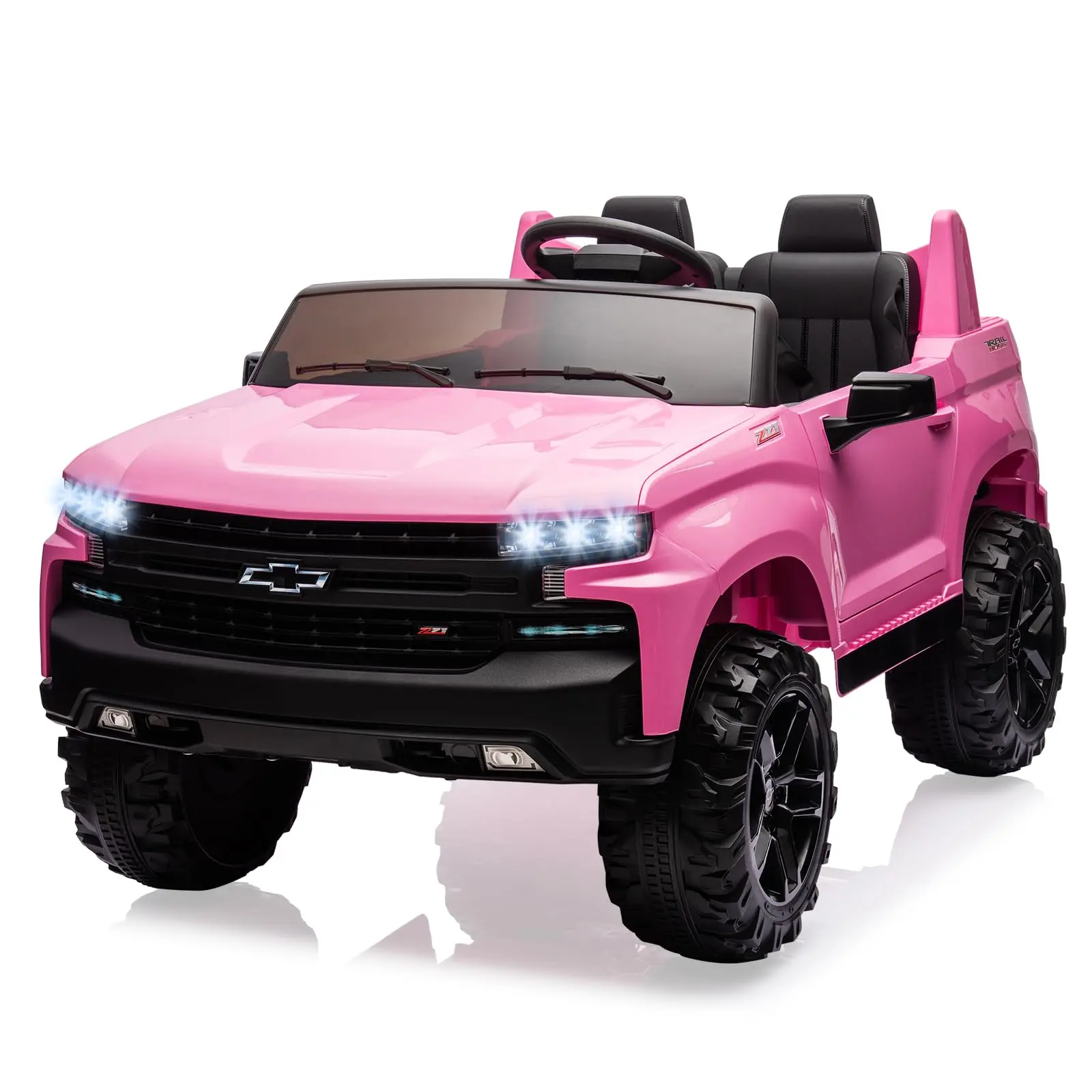 GARVEE Licensed Chevrolet Silverado 24V 2-Seater Battery-Powered Electric Ride-On Truck for Ages 3-8, 3-4 Years, Birthdays, 4xSpring Suspension, Parent Remote Control, MP3 Music, LED Lights, Rechargeable Battery, Parent Mode