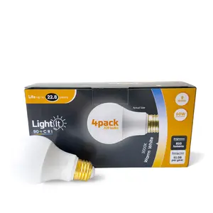 A19 Dimmable LED Light Bulbs | Warm White 3000K | A19 60W & 100W | 4-Pack