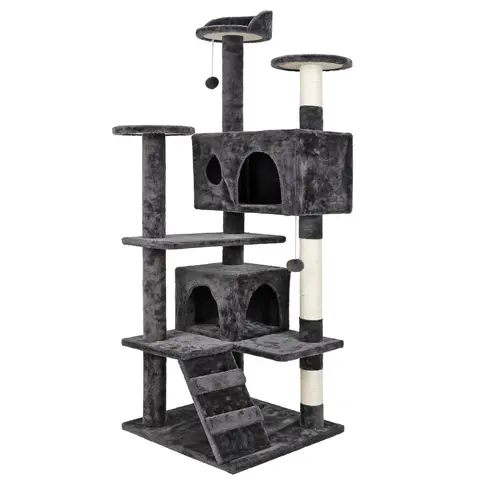 Dark Gray NOVA Cat Tree Condo (19'' L x 19'' W x 52.36'' H) - Natural Sisal Scratcher for Positive Scratching Habits, Sturdy & Stable Anti-Dumping Design, Small Kitten Hideaway, Furniture-Friendly Decor, 44lbs, Easy Assembly & Helpful Customer Service