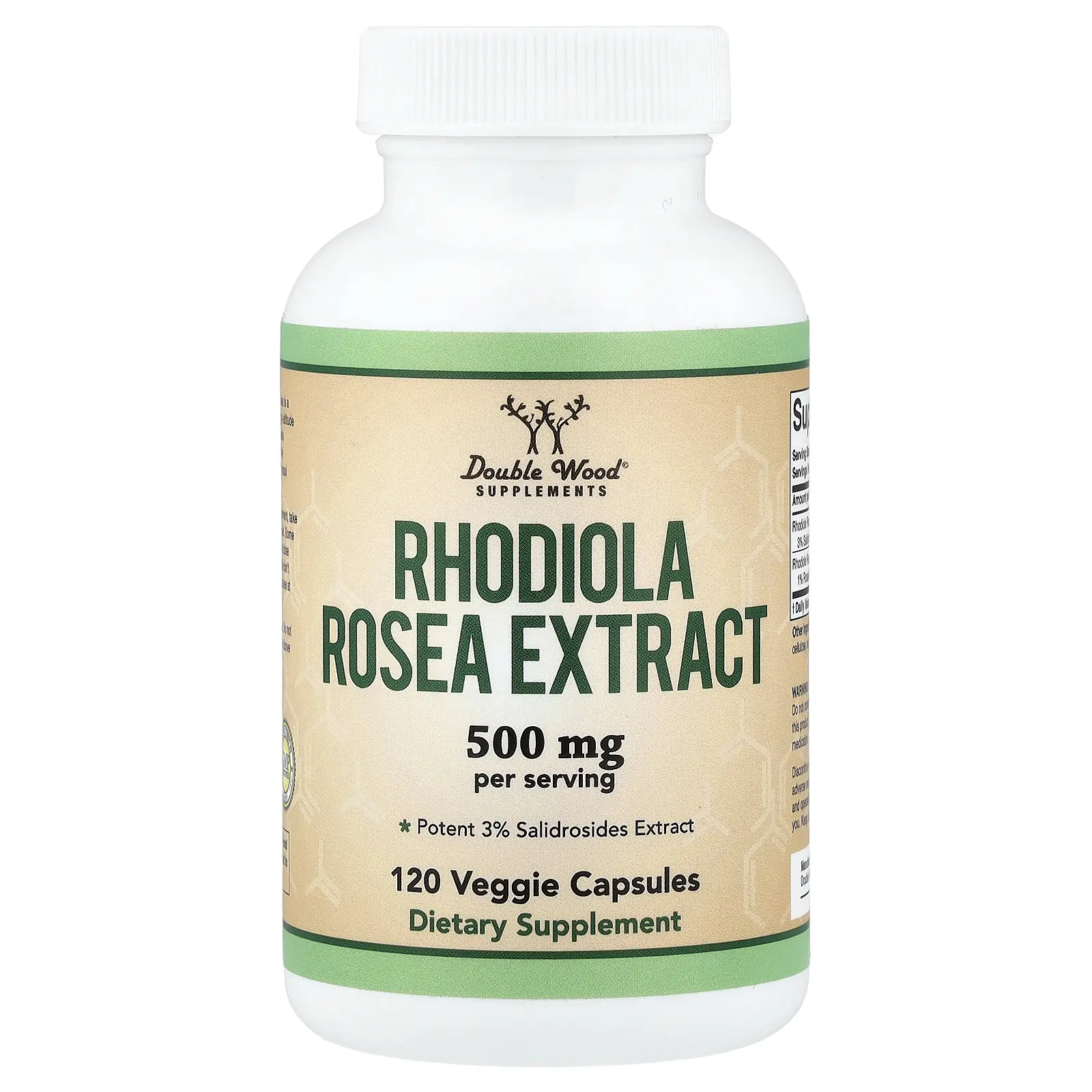 Double Wood Supplements Rhodiola Rosea Extract, 500 mg, 120 Veggie Capsules