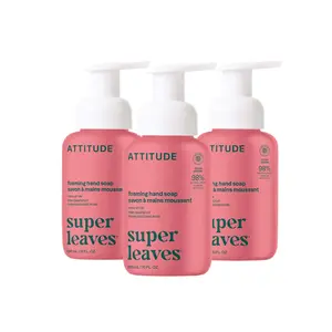 ATTITUDE Foaming Hand Soap, EWG Verified, Plant and Mineral-Based Ingredients, Vegan and Cruelty-free Personal Care Products, Pink Grapefruit, 10 Fl Oz (Pack of 3)