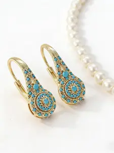 Vintage-Style Plated Turquoise Drop Hook Earrings, Niche Design, Light Luxury Feel, Elegant Jewelry Accessory