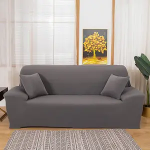 Solid Color Stretch Sofa Cover, 1/2 Counts Modern Simple, Elastic Soft Sofa Protector for Home Living Room, Pillowcase Not Included