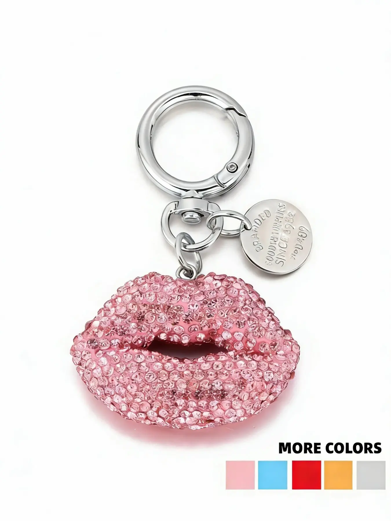 Silver Color Lip Design Handmade Rhinestone Pendant, Minimalist Style for Women & Kids, Perfect Gift for Mother's Day & Day, Versatile Usage, Keychain, Keychain for Bags, Stylish Keychain, Trendy Cute Keychain, Stylish Keyring
