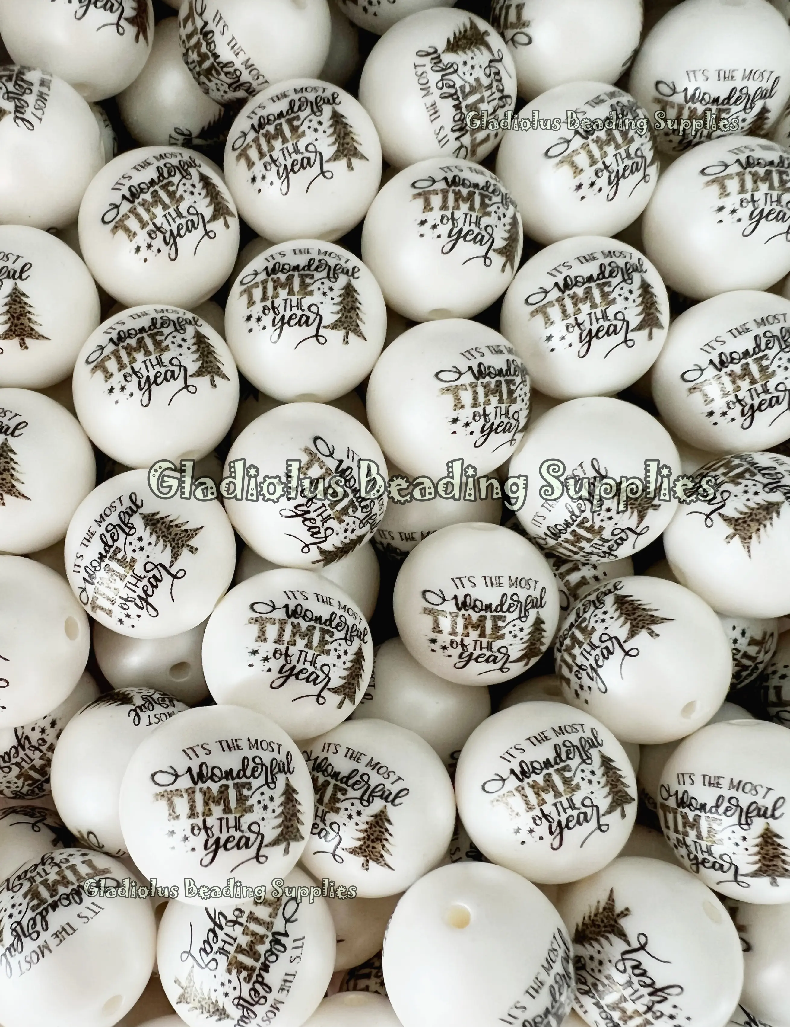20mm Wonderful time of the year, Christmas Print Acrylic Bead, Christmas Beads, Bubblegum, Chunky Round, Gumball, Beading Supplies, Christmas big beads, Merry Christmas, Santa Beads