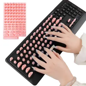 Soft Silicone Raised Keyboard Stickers，Strong Adhesive Anti Slip Typing Auxiliary Covers Practical Nail Friendly Key Caps Protector Easy Paste Removable Design For Long Nails Women Office Daily Use Fit All Types Of Computer Keyboards
