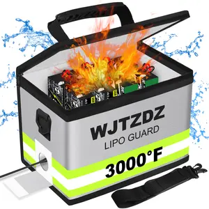 Upgraded Lipo Battery Fireproof Explosionproof Safe Bag,4 Layers of Heat Insulated Materials with Waterproof Zipper/Reflective Strip,Comfortable Handle/Portable Shoulder Strap(8.5x5.7x6.5inch)
