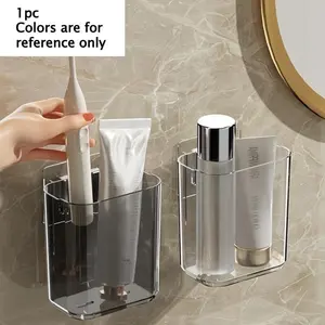 Wall-mounted toothbrush holder, bathroom storage organizer, simple design, electric toothbrush holder with drainage function, suitable for bathrooms, kitchens, and household items.