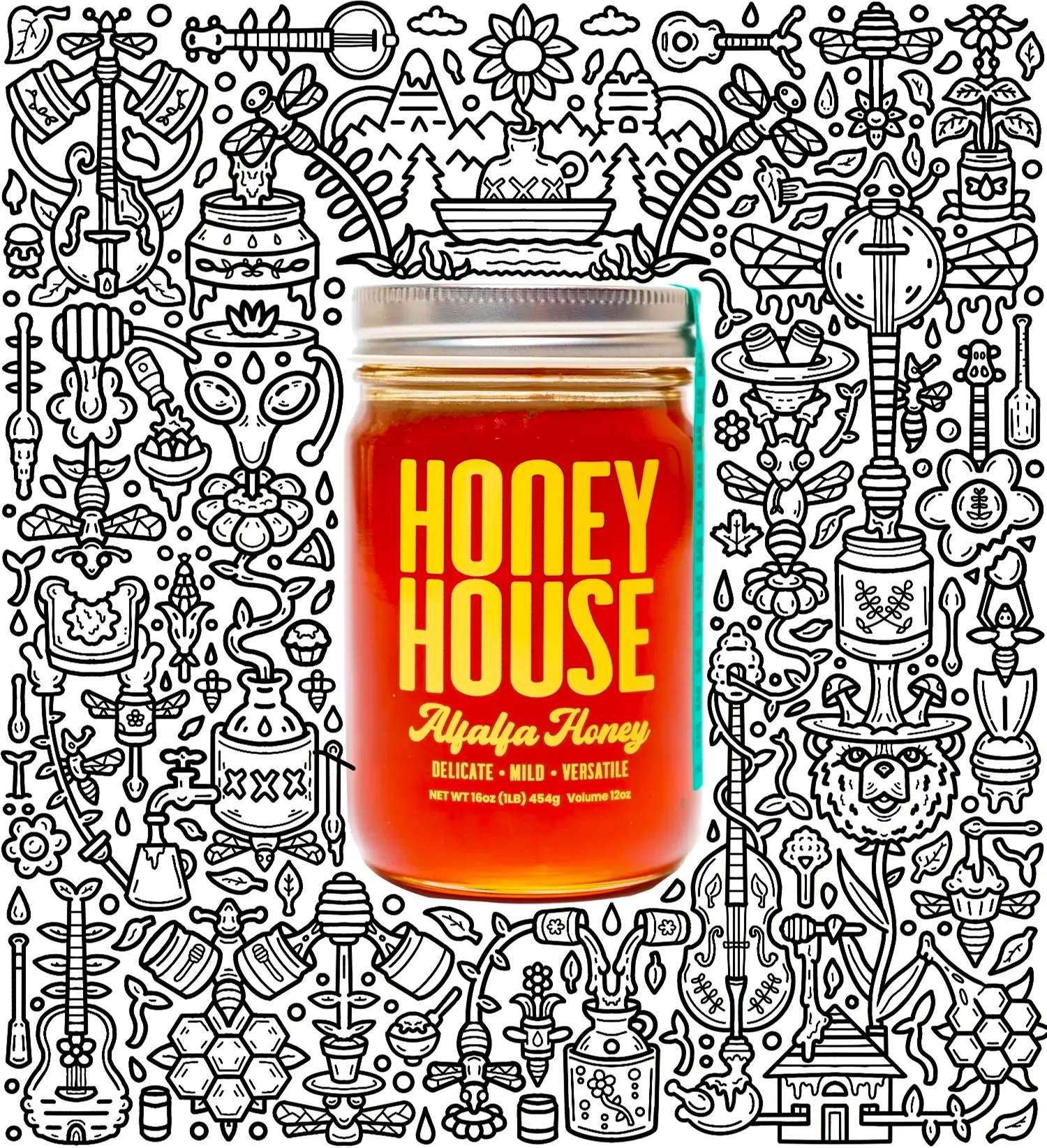 Honey House Pure, Raw Alfalfa Honey | Natural Honey from American Bee Farms | Honey House Honey Pure Raw Honey