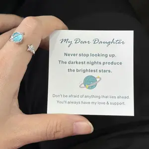 To My Daughter Gift Star & Moon Rotatable Ring for Stress Relief Fidget Ring for Anxiety Relief