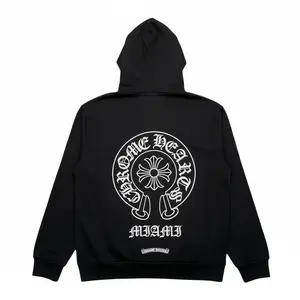 Chrome Hearts Miami Exclusive Horseshoe Logo Hooded Sweatshirt Black White