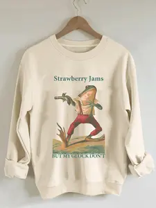 Women's Cartoon Frog & Letter Print Drop Shoulder Sweatshirt, Casual Long Sleeve Round Neck Pullover for Fall & Winter, Ladies Clothes for Daily Wear