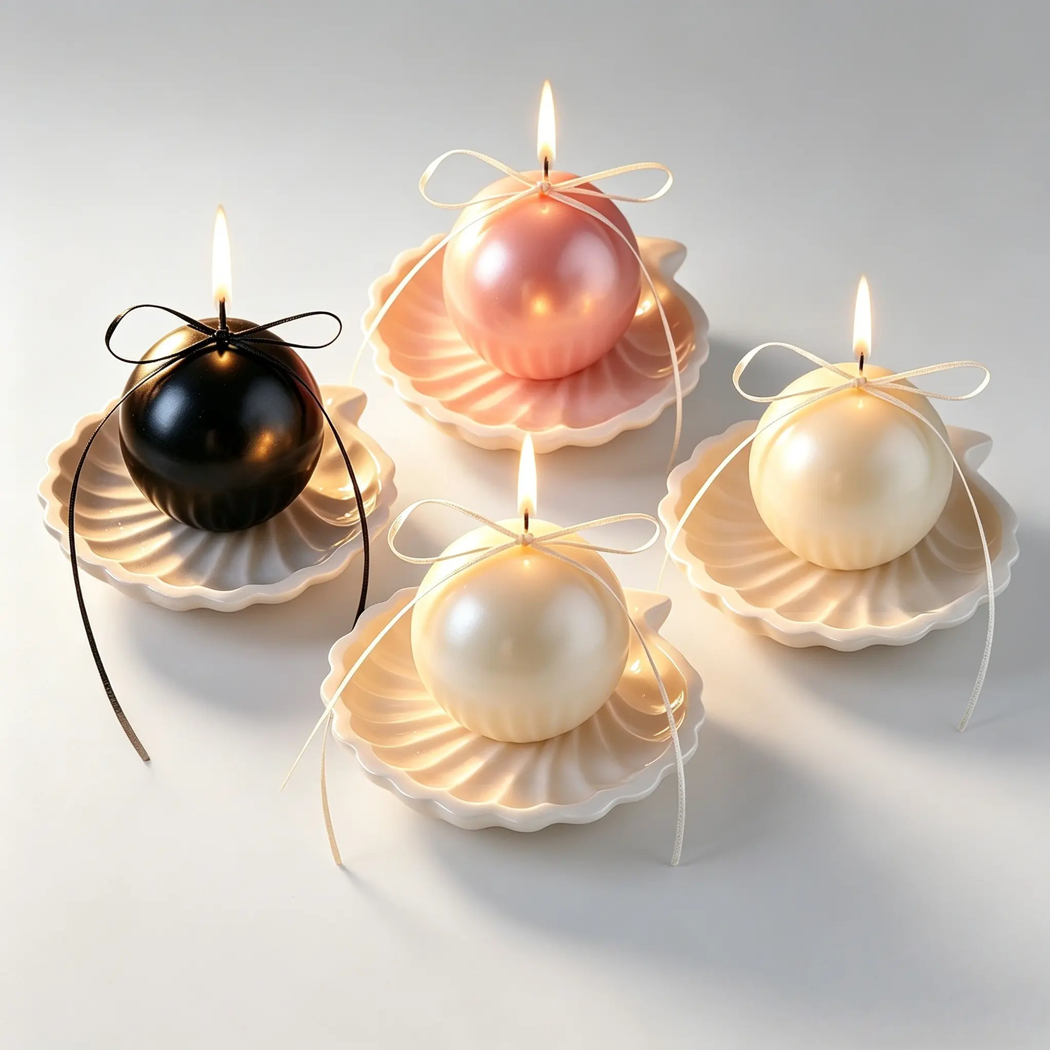 1pc Pearl Shell Scented Candle, Trendy High-End Romantic Dinner Home Decor, Smoke-Free Atmosphere Piece, Perfect for Evening Ambiance