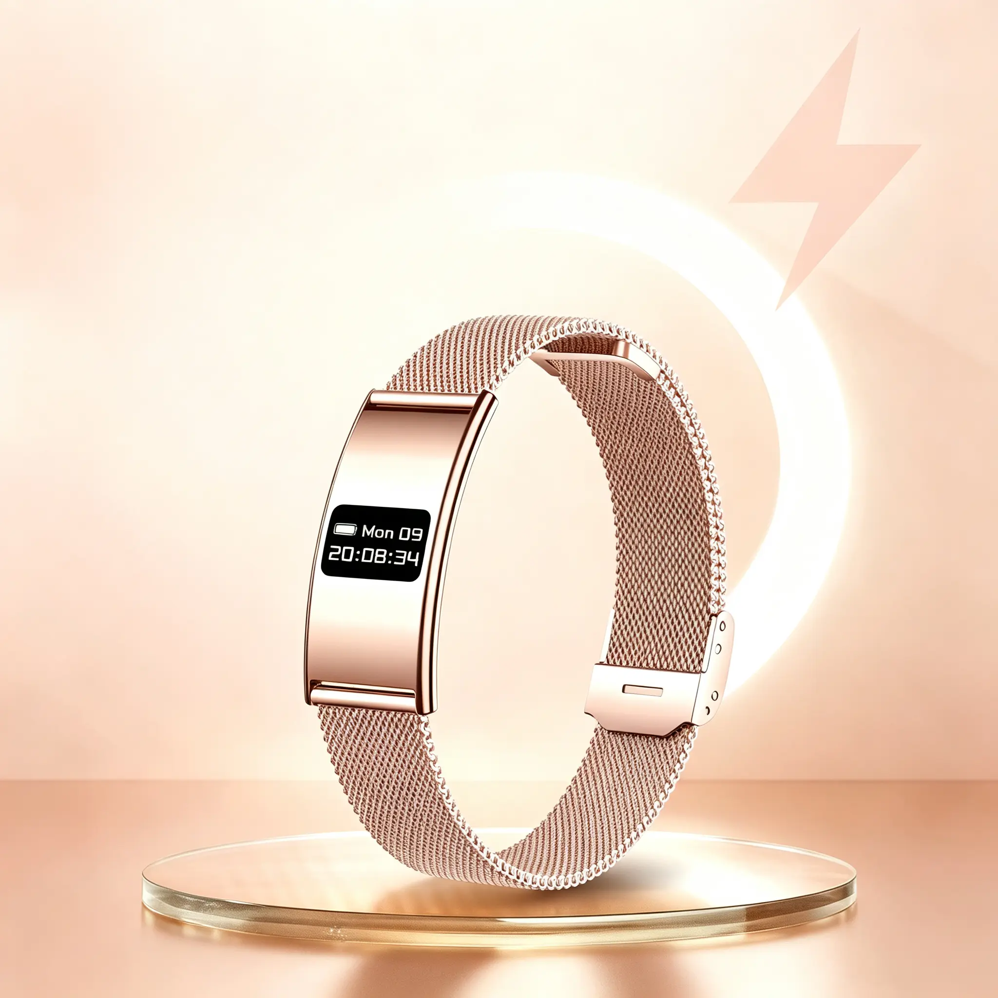 Unisex 2.8mm Ultra-Thin Silicone-Metal Smart Wearable Fitness Tracker Bracelet with Strap, IPX8 100M Waterproof, Sleep Monitor, Step Counter, Calorie Tracker, 30-Day Standby, Sync Function, Ideal Gift for Women & Couples for Daily Use