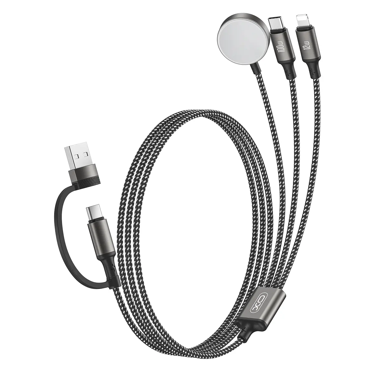 100W 3 in 2 USB C Charger Cable, 1 Count Multi Wireless Fast Charger Compatible with iWatch Ultra/SE/10,9,8,7,6,5,4,3,2,1 and iPhone 17,16,15,14,13,12,11,Galaxy S23, Portable Charger Set, 480 Mbps, Smartphone Charger Accessories, Multi Charging Cable Cord