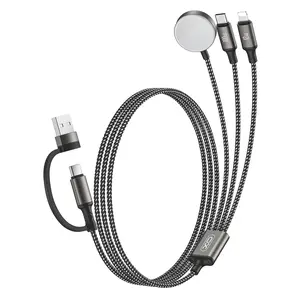 100W 3 in 2 USB C Charger Cable, 1 Count Multi Wireless Fast Charger Compatible with iWatch Ultra/SE/10,9,8,7,6,5,4,3,2,1 and iPhone 17,16,15,14,13,12,11,Galaxy S23, Portable Charger Set, 480 Mbps, Smartphone Charger Accessories, Multi Charging Cable Cord