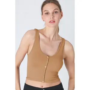NIKIBIKI Ribbed Button Down Crop Top